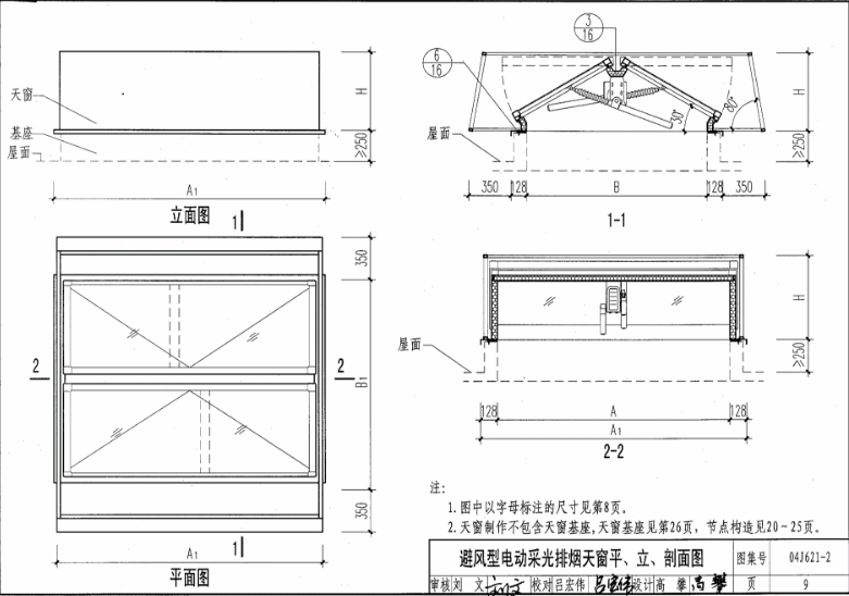 09j621-2電動采光排煙天窗圖集第九頁